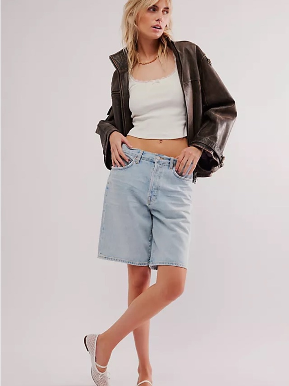 NWT AGOLDE 34 Risha Jean Shorts Fragment